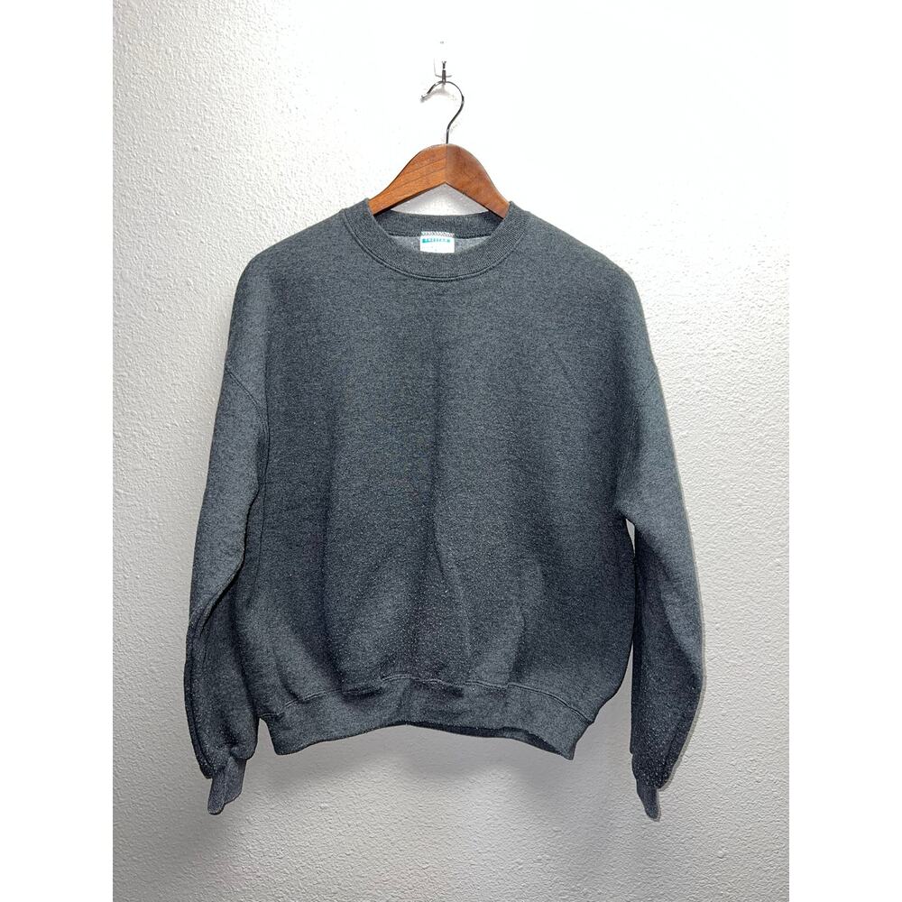 Vintage Gray Blank Sweatshirt Crewneck Cheetah Mervyns USA Made VTG 90s Medium